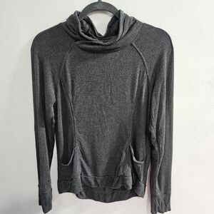 Yoga long sleeve with pockets cowl neck grey yogalicious small soft